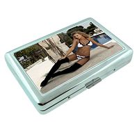 Polish Pin Up Girls Poland S14 Silver Cigarette Case Metal Wallet Id Holder King & 100's 4" X 2.75" RFID Protection