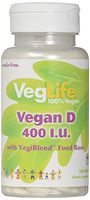 VegLife D-2 Ergocalciferol Vegan Tablet, 400 iu, 100 Count