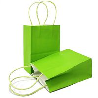AZOWA Gift Bags Mini Small Kraft Paper Bags with Handles (4 x 2.4 x 6 in, Lime Green, 12 Pcs)