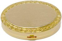 Gold Border Print with Mirror Oval Pocket Purse Portable Travel Pill Box & Medicine Organizer (2 Compartments)