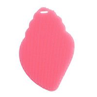 HENGSONG Silicone Leaf Shape Sponge Dishwashing Scrubber Kitchen Scrubbing Sponge Cleaning Plates (Pink)