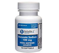 RELIABLE 1 LABORATORIES Docusate Sodium Stool Softener (100 mg, Soft Gel) - Helps Relieve and Prevent Hard Stools Due to Constipation