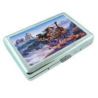 Wizards Fantasy Magic S1 Silver Cigarette Case Metal Wallet Id Holder King & 100's 4" X 2.75" RFID Protection