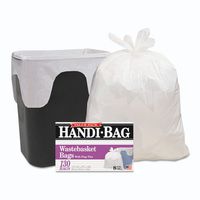 Handi-Bag Super Value Pack, 8gal, .55mil, 22 x 24, White, 130/Box, Sold as 1 Box