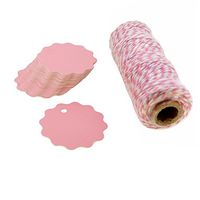 Pink Paper Gift / Price Tags with Cotton Twine for Gift Wrapping Packaging, Set of 48 (Flower)