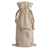 I'D Rather Be In Florida Cotton Canvas Wine Bag, Cotton Drawstring Wine Pouch