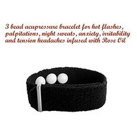 Hot Flash Relief, Acupressure Bracelet, Menopause Bracelet, Aromatherapy Band, Multiple Symptom, Anxiety Bracelet (Single Band) Black, Rose Scent (Medium 7 in.)