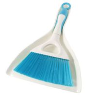 uxcell Floor Sawdust Sweep Mini Dustpan Brush Set Beige Teal Blue