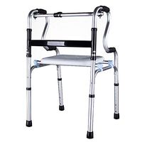Aluminum Alloy, 8-Level Adjustable, with Bath Plate, one-Button Folding Elderly Walker, Silver (Size : 4 Legs Without Wheels)