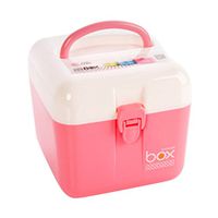 diffstyle Plastic Pill Storage Box Household Portable Medicine Organizer Case First Aid Kit (Pink(6.3" x 6.3" x 5.9"))