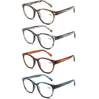DOOViC Computer Reading Glasses Blue Light Blocking Anti Eyestrain Stylish Striped Style Spring Hinge 4 Pack Readers for Women Men 1.50 Strength