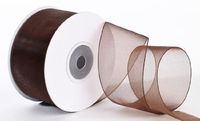 25 Yard Spool of Elegant Light and Sheer Chocolate Brown Organza Ribbon- 1.5" Wide