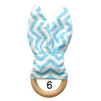 Ugthe Infant Products Wooden Ring Baby Bunny Ear Teether Teething Toy Safe Soothing Chew Shower Gift - 6