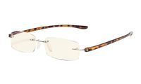 Eyekepper Computer Reading Glasses,Blue Light Filter Rimless Readers,UV Protection, Tortoise Arm +0.50