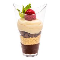 3 oz Clear Plastic Mini Mezzaluna Cup - 3 1/4'' x 2'' x 1 1/2'' - 100 count box - Restaurantware