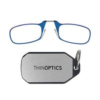 ThinOptics Reading Glasses + Keychain Case | Blue Frame, 2.00 Strength Readers