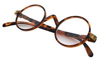 Reading Glasses with Spring Hinge - Professer Round Readers Men- Reading Eyeglasses Women Brown Tortoise Frame +0.0