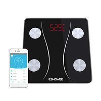 Bluetooth Body Fat Scale, ESHOWEE Smart Wireless BMI Scale Bathroom Digital Weight Scale Body Composition Analyzer with Smartphone App for Water Bone Mass BMR Muscle, Black