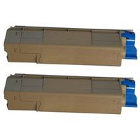 Amsahr 43324404 Okidata 43324404, C5500n Remanufactured Replacement Toner Cartridge with Two Black Cartridges