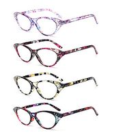 Fantia 4 Pack Fashion Men and Women Reading Glasses Cat Glasses Framed (4 Pack 1green 1brown 1yellow 1purple, 2.0)