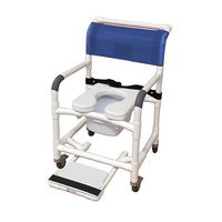MJM International 122-3TL-SSDE-BB-22-SQ-PAIL-SF Wide Shower Chair with Total Lock Casters, Soft Seat, Safety Belt, Commode Pail and Slide Out Footrest, 375 oz Capacity, 40.5" Height x 26" Width x 27" Depth, Royal Blue/Forest Green/Mauve