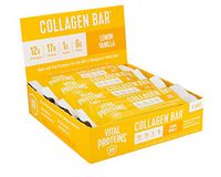 Collagen Protein Bars with MCTs - Vital Proteins Collagen Bars - 16-17g of Protein, 6-8g of Fiber, 4g of Sugar or Less Per Bar (Lemon Vanilla)