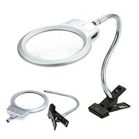 LED Magnifying Glass, Hands Free Magnifier with Lamp Stand Adjustable Table Desk Clip on Illuminated Magnifier for Reading Crafts Hobbies