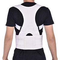 Yesbaby Men Women Elastic Adjustable Shoulder Brace Waist Belt Back Support Posture Corrector (Color : White, Size : XL)