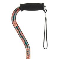 NOVA Designer Walking Cane with Offset Handle, Lightweight Adjustable Walking Stick with Carrying Strap, “Green Paisley” Design