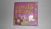 Happy 13th Birthday Party Napkins - Aloha Hawaiian Style, Pink Flower Decorations, Sweet Thirteen Birthday Napkins, Teen Girls Birthday Napkins (4)