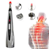 Acupoint Meridian Energy Pen Built-in Laser Light Acupuncture Massage Pen Pain Relief Therapy USB Rechargeable Care Massage Pen Tools,for Face Wrinkles, Muscle, Joint and Back Pain Relief,Silver