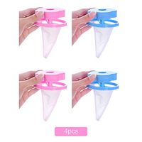 Souarts 4PCS Floating-Lint-Mesh-Bag-Flower Type Household Reusable Washing Machine Floating Lint Mesh Bag Hair Removal for Washing Machine (Pink and Blue)