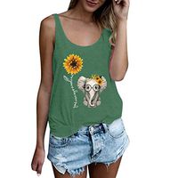 Futurelove ⭐ Women's Elephant+Sunflower Tank Top, Cute Workout Clothes Yoga Tops Exercise Gym Shirts Running Tank Tops