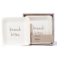 Boston International EDH00043 Eat Drink Host Tiny Birch Wood Plates, 5.5" x 5.5", Brunch Bites