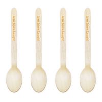 Dress My Cupcake Natural Wood Candy 100-Pack Buffet Cutlery Spoons DIY Kit, Live Love Laugh, 6.5-Inch, Orange