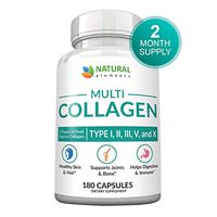 Multi Collagen Protein Capsules - 180 Collagen Capsules - Type I, II, III, V, X Collagen Pills - Proprietary Blend of Eggshell, Chicken, Wild Fish & Grass-Fed Beef Collagen Peptides - 2025mg per serv