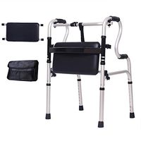 Walking Aids Drive Folding Light Weight Walking Toilet Chair Walking Stick with Stool Anti-Slip Frame Elderly Old Man Assisted Disabled Multifunctional