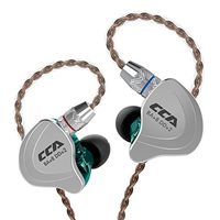 CCA C10 High-Performance in-Ear Monitor,HiFi 1DD 4BA Hybrid Five Drivers in-Ear Earphone,Zinc Alloy Shell+Resin Cavity Wired Earbuds with 0.75mm 2 Pin Gold Plated Detachable Cable(Cyan Without mic)