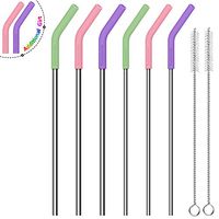 Sunnywoo Metal Straws Stainless Steel Straws Drinking Straws Reusable FDA BPA-8.5":6mm3,10.5":8mm3- W/Cleaning Brush for 20/30 Oz for Yeti RTIC SIC Ozark Trail Tumblers (6 PACK)