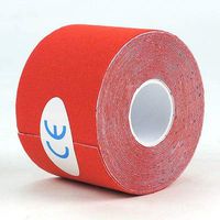 Kinesiology Tape 2Size Kinesiology Tape Athletic Tape Sport Recovery Tape Strapping Gym Fitness Tennis Running Knee Muscle Protector Scissor (Red, 2.5cm x 5m)