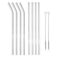 Glass Straws Drinking Reusable L 8.5" D 8 mm - Smoothie Straws for Milkshakes Frozen Drinks Smoothies Bubble Tea - Environmentally Friendly