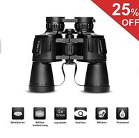 VISSSVI 12x50 High Power Binoculars for Adults, Compact HD Durable Full-Size Binoculars Telescope for Bird Watching Travel Hunting Sports Football-BAK4 Prism FMC Lens(with Case and Strap)