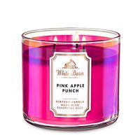 Bath & Body Works White Barn Pink Apple Punch 3 Wick Scented Candle with Essential Oils 14.5 oz / 411 g