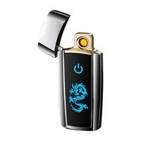 LINGAN USB Lighter Double Sides Rechargeable Windproof Flameless No Gas Coil Electronic Cigarette Lighter Fingerprint ID Lighter with USB Charging Cable for Men Women (Silver)