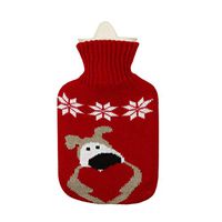 Hot Water Bag with Knit Cover-Water Injection Hot Water Bottle Winter Plush Portable Warm Water Bag for Birthday, Christmas, Valentine's Day, Gift Exchange Party (21x12cm, Q)