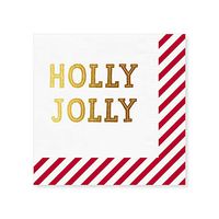 C.R. Gibson red and White Striped ''Holly Jolly'' Christmas Luncheon Napkins, 6.5'' x 6.5'', 20pcs