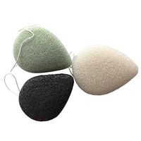 SUPVOX 3PC Facial Sponge Drop Shape Konjac Facial Sponge Bamboo Charcoal Face Cleaning Exfoliating Brush(Black, Green and Beige)
