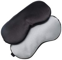 Ranvi Adjustable Silk Sleep Eye Mask for Travel 2PCS, Black, Grey