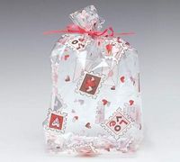 Small Red & Pink Valentine Love Stamps 7x2x3" Cello Party Treat Food Snack Bags (19 ct)