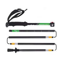 Crutches Folding 5 Sections Climbing Cane Locking Cane Travel Camping Mountaineering Cane/Blue Green (Color : Green, Size : 34cm)